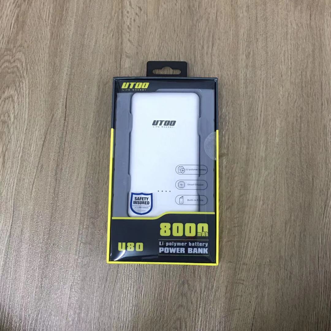 (WHITE)UTOO U80 8000mAh Power Bank Li-Polymer Battery(READY STOCK)